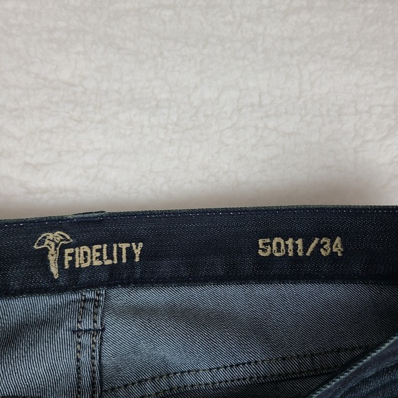 Fidelity Jeans Mens 34x36 Blue 5011/34 Straight Leg M3010T Sabbath Rinse Wash - Picture 8 of 16